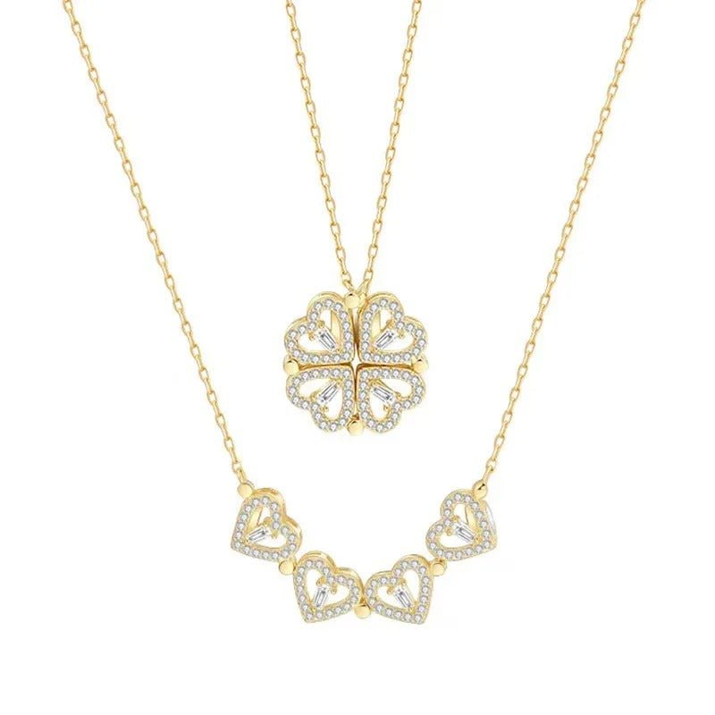 Four Heart Flower Necklace - Jewel Glimpse