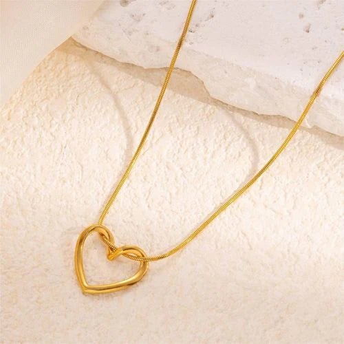 Gold Plated Open Heart Pendant Necklace - Jewel Glimpse