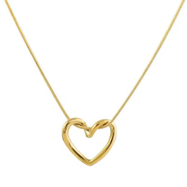 Gold Plated Open Heart Pendant Necklace - Jewel Glimpse
