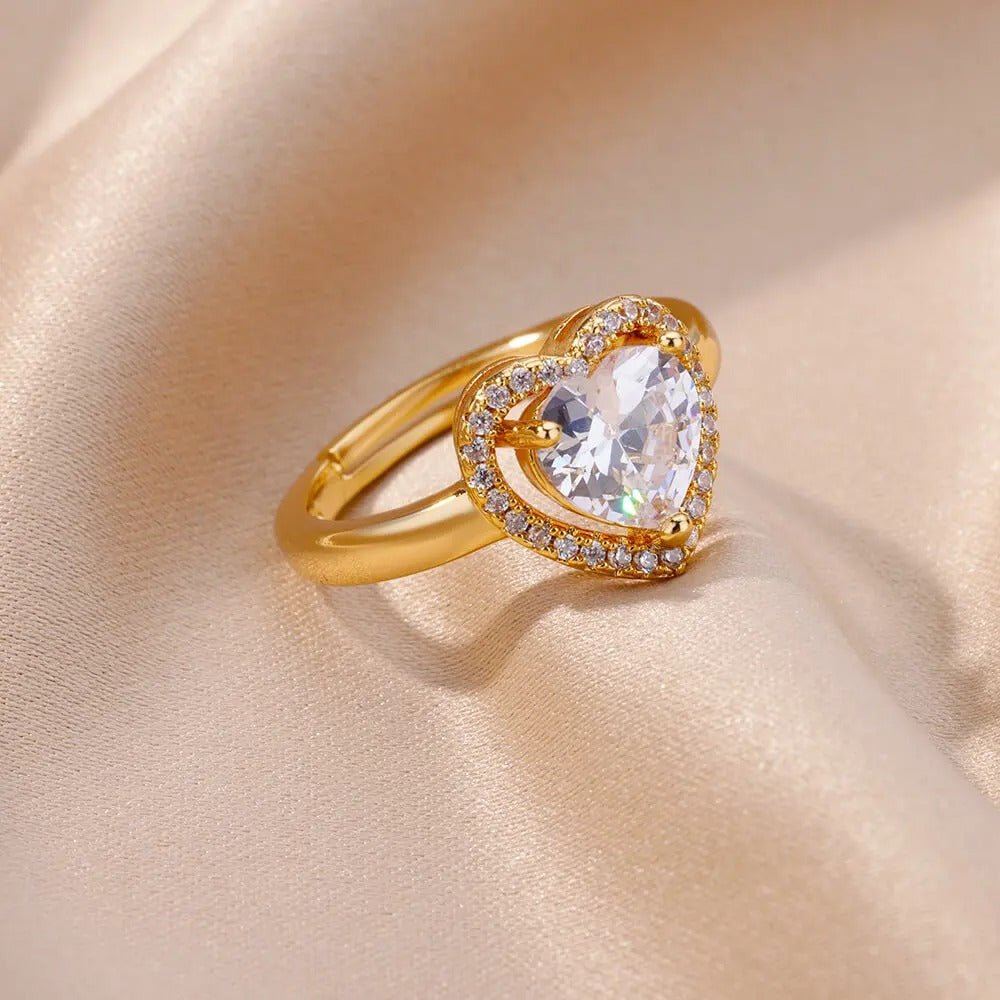 Stainless Steel Heart Rings - Jewel Glimpse