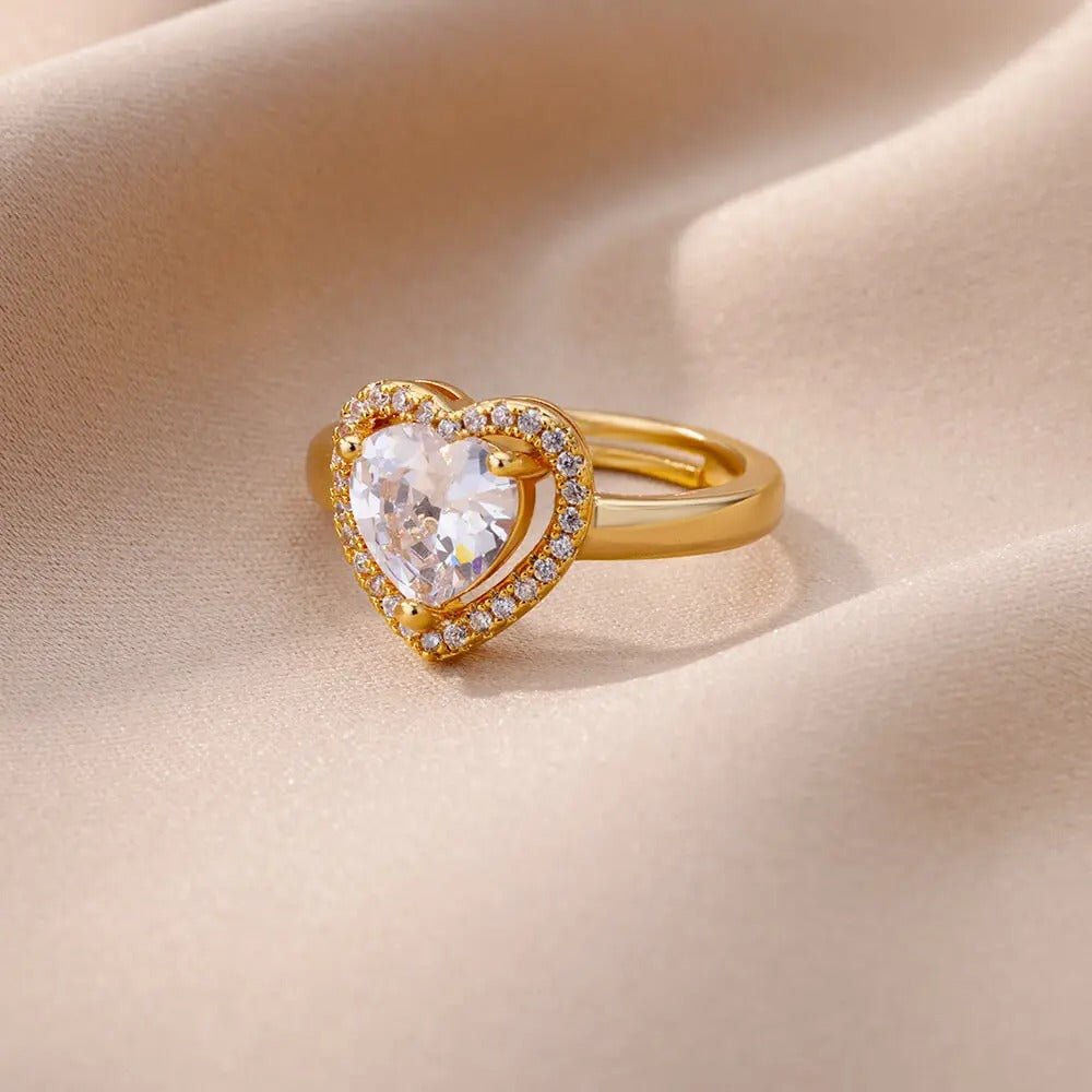 Stainless Steel Heart Rings - Jewel Glimpse