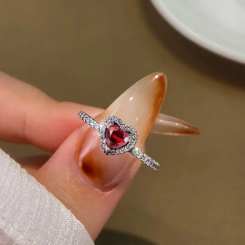 Zircon Heart 925 Sterling Ring - Jewel Glimpse